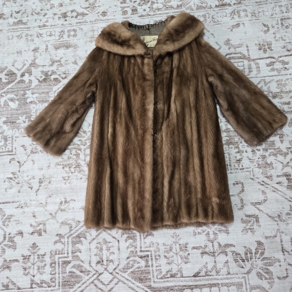 Ntural Mink Fur Vintage Luxury Elegant Brown Fur Coat See Pics For Mesurments - Picture 13 of 16